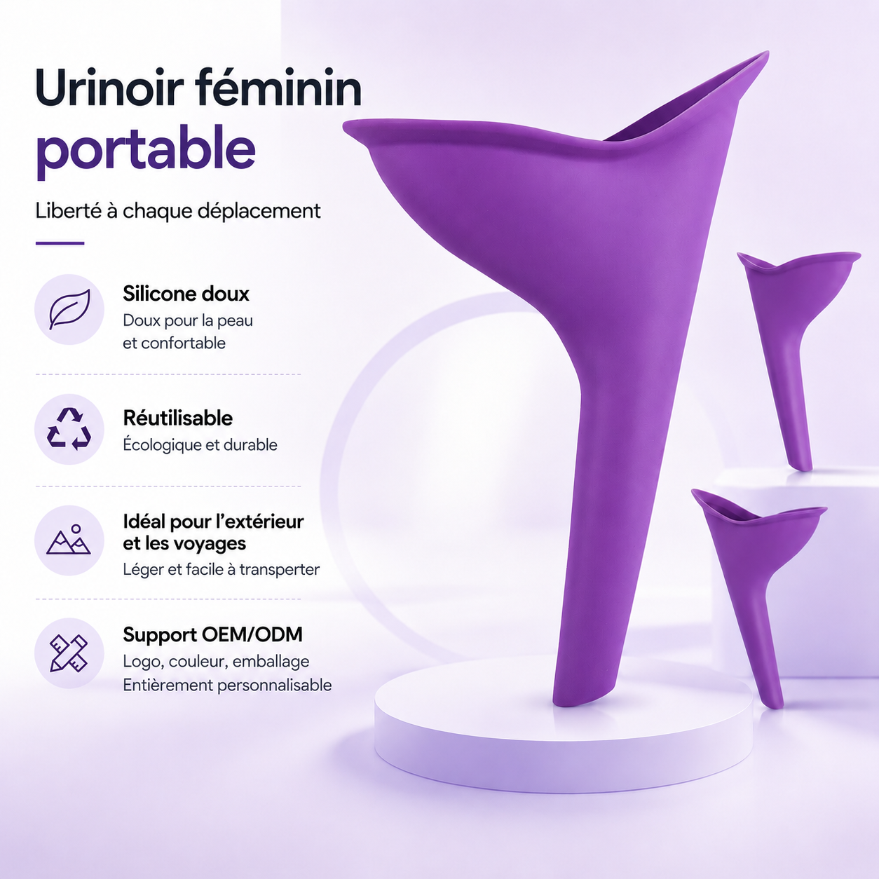 PROTEGEZ-VOUS CONTRE LES INFECTIONS VAGINALES: Urinoir féminin réutilisable en Silicone  permettant aux Femmes de Faire Pipi Debou dans les toilettes sales!.
