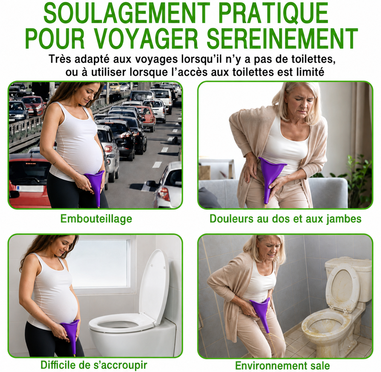 PROTEGEZ-VOUS CONTRE LES INFECTIONS VAGINALES: Urinoir féminin réutilisable en Silicone  permettant aux Femmes de Faire Pipi Debou dans les toilettes sales!.